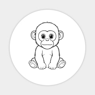 Cute Baby Gorilla Animal Outline Magnet